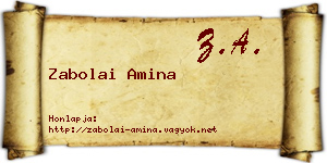 Zabolai Amina névjegykártya